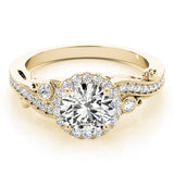 14K Yellow Gold 1.33ctw Round Diamond Halo Ring