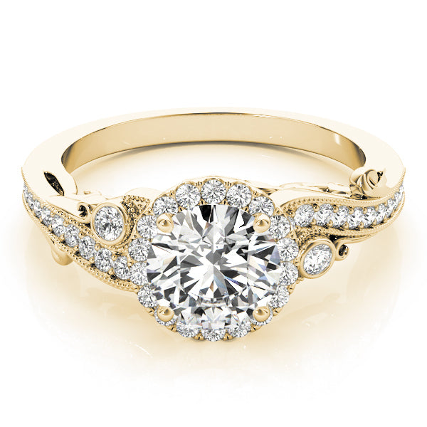 14K Yellow Gold 1.33ctw Round Diamond Halo Ring