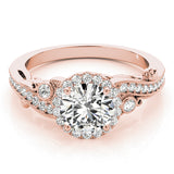 18K Rose Gold 1.33ctw Diamond Halo Engagement Ring