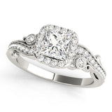 Diamond Halo Square Center Engagement Ring