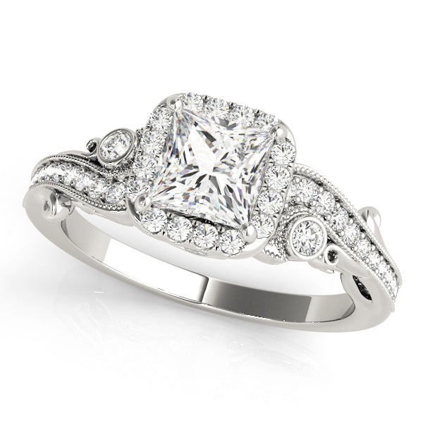 Diamond Halo Square Center Engagement Ring