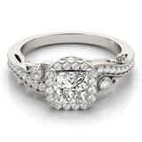 Diamond Halo Square Center Engagement Ring