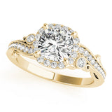 18K Yellow Gold Cushion Diamond Engagement Ring