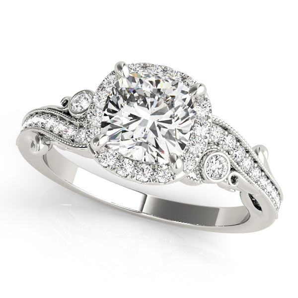 Cushion Diamond Halo Engagement Ring