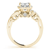 18K Yellow Gold Cushion Diamond Engagement Ring