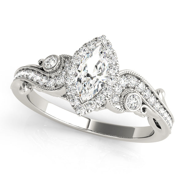 Marquise Diamond Halo Engagement Ring | 1.0 CT Center