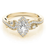 14K Yellow Gold Marquise Diamond Engagement Ring