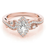 14K Rose Gold Marquise Diamond Halo Ring