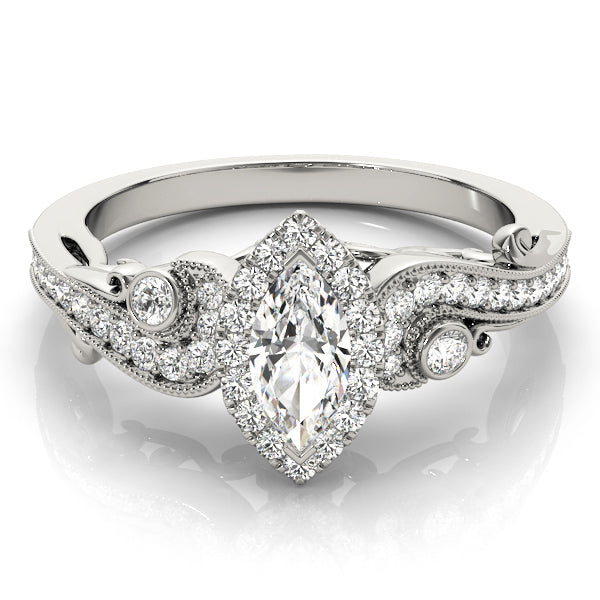 Marquise Diamond Halo Engagement Ring | 1.0 CT Center