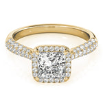 18K Yellow Gold Diamond Halo Engagement Ring