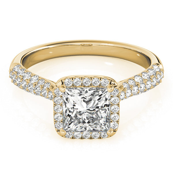 18K Yellow Gold Diamond Halo Engagement Ring
