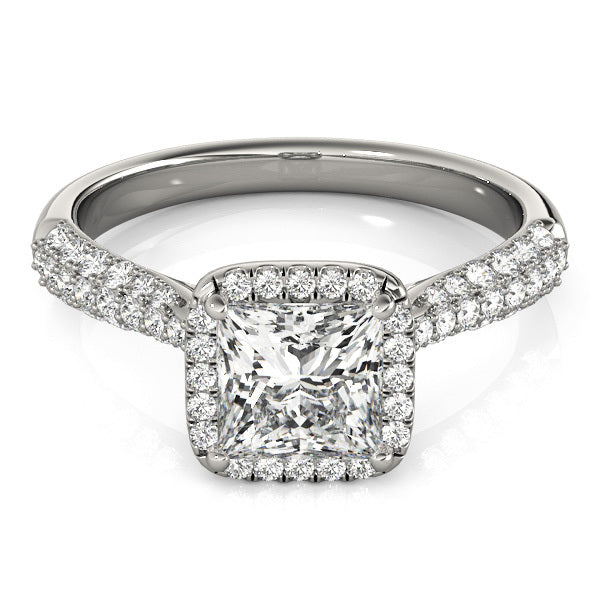 Diamond Halo Square Center Engagement Ring