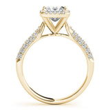 18K Yellow Gold Diamond Halo Engagement Ring