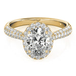 14K Yellow Gold Oval Diamond Engagement Ring with Halo