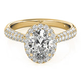 14K Yellow Gold Oval Diamond Engagement Ring with Halo
