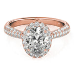 Rose Gold 0.5 CT Diamond Oval Halo Engagement Ring