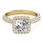 14K Yellow Gold 1.33ctw Cushion Diamond Halo Ring