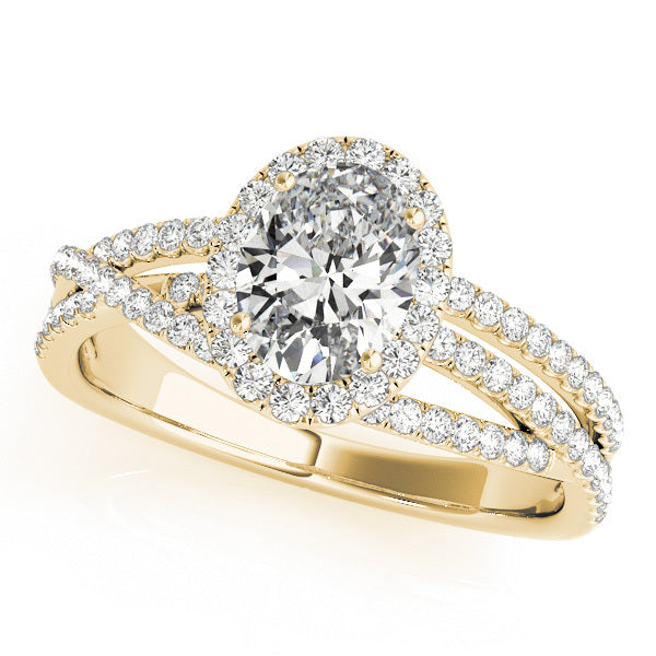 14K Yellow Gold Round Diamond Halo Ring