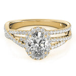 14K Yellow Gold Round Diamond Halo Ring
