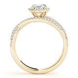 14K Yellow Gold Round Diamond Halo Ring