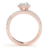18K Rose Gold Round Diamond Halo Ring
