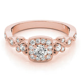 18K Rose Gold 1.5 ctw Diamond Halo Engagement Ring