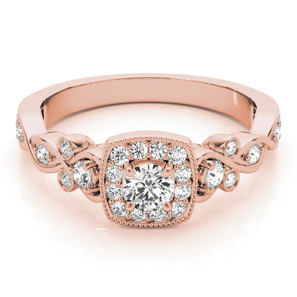 18K Rose Gold 1.5 ctw Diamond Halo Engagement Ring