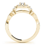14K Yellow Gold Round Diamond Halo Engagement Ring