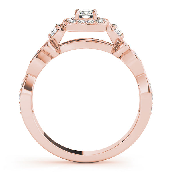 18K Rose Gold 1.5 ctw Diamond Halo Engagement Ring