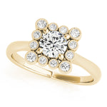 14K Yellow Gold 1 CT Round Diamond Halo Ring