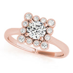 14K Rose Gold Diamond Halo Engagement Ring 1+ ctw