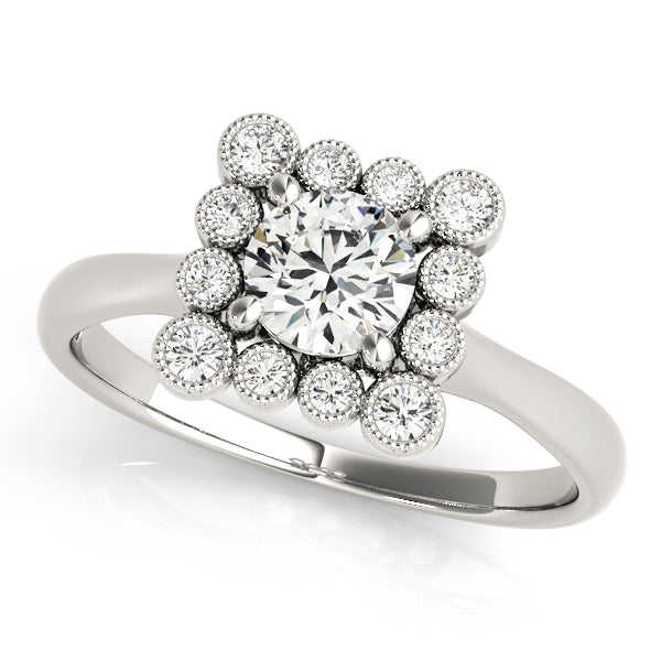 Round Diamond Halo Engagement Ring