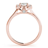14K Rose Gold Diamond Halo Engagement Ring 1+ ctw