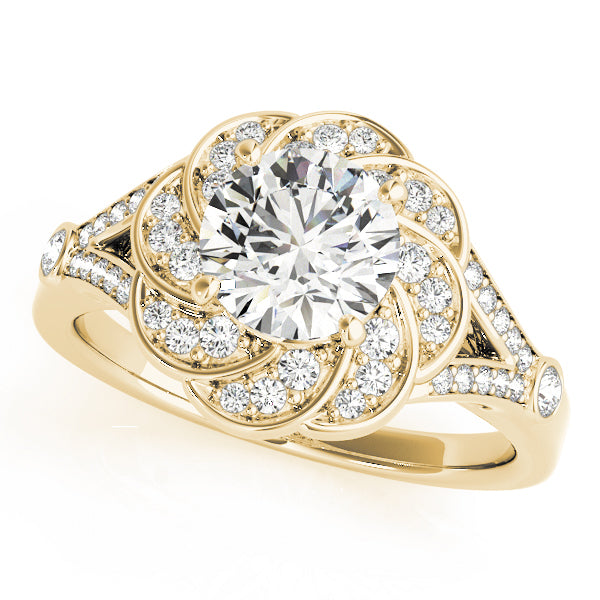14K Yellow Gold 1 CT Diamond Halo Engagement Ring