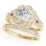 14K Yellow Gold 1 CT Diamond Halo Engagement Ring