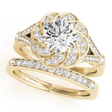 14K Yellow Gold 1 CT Diamond Halo Engagement Ring