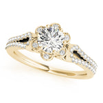 14K Yellow Gold Round Diamond Halo Engagement Ring