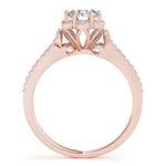 18K Rose Gold Round Diamond Halo Engagement Ring