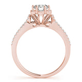 18K Rose Gold Round Diamond Halo Engagement Ring