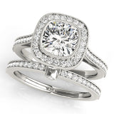 Cushion Diamond Halo Engagement Ring in Premium Setting
