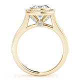 14K Yellow Gold Cushion Diamond Halo Ring