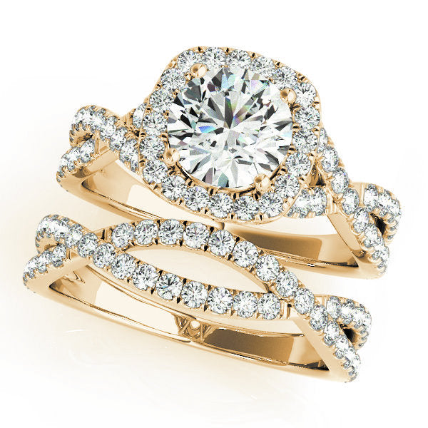 14K Yellow Gold 1 ct Diamond Halo Engagement Ring
