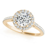 14K Yellow Gold Round Diamond Halo Engagement Ring