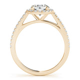 14K Yellow Gold Round Diamond Halo Engagement Ring