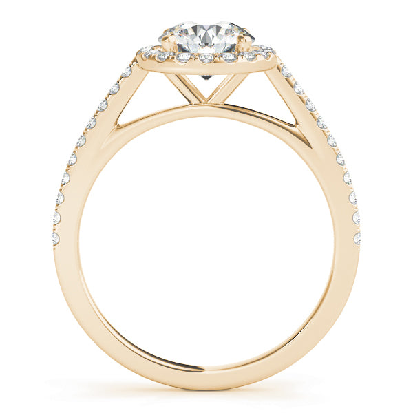 14K Yellow Gold Round Diamond Halo Engagement Ring
