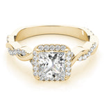 14K Yellow Gold Diamond Halo Engagement Ring 0.5ctw