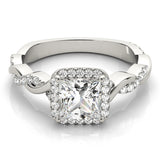 Diamond Halo Square Center Engagement Ring