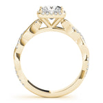 14K Yellow Gold Diamond Halo Engagement Ring 0.5ctw