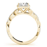 14K Yellow Gold Diamond Halo Engagement Ring 0.5ctw