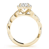 14K Yellow Gold Round Diamond Halo Engagement Ring